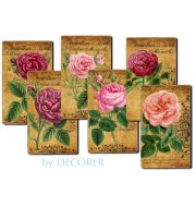 Papiery do scrapbookingu 6 Cyfrowych etykiet do scrapbookingu "VINTAGE ROSES"  