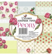 Papiery do scrapbookingu 6"x 6" - Piwonie - Zestaw 24 arkusze